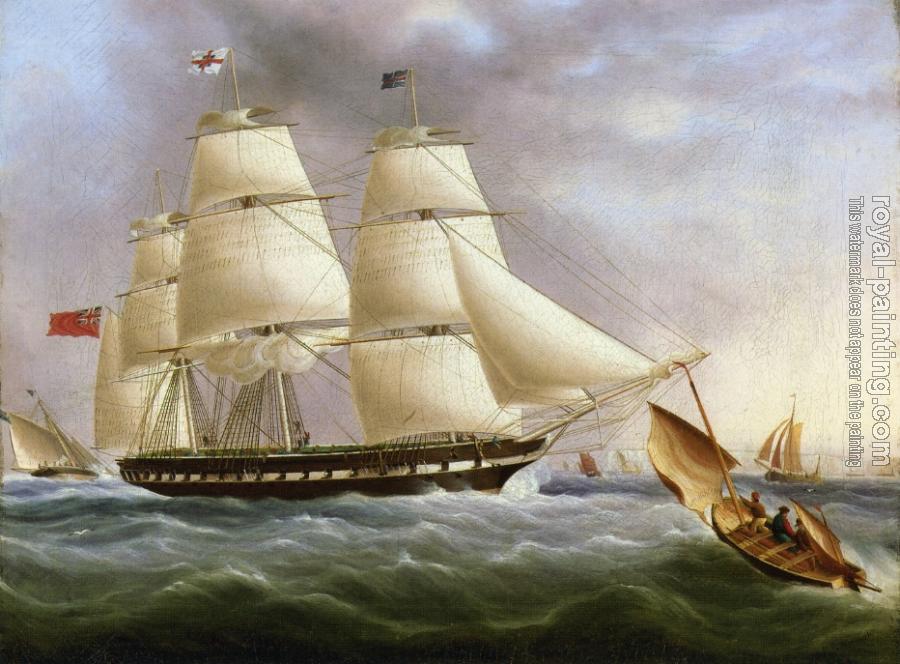 James E Buttersworth : A Three-Masted Ship off Dover